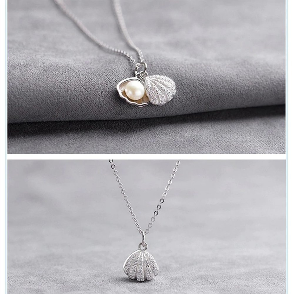 NEW 925 Sterling Silver Pearl Shell Necklace - Picture 4 of 8